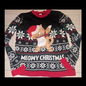 Womens Cat - Meowy Ugly Christmas Sweater Size XL